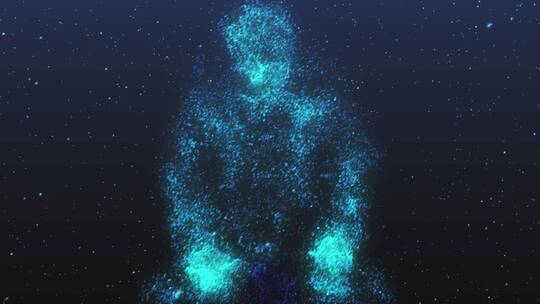 震撼蓝色光效粒子智慧科技机器人虚拟投影