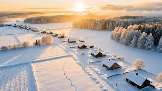 冬至冬季立冬入冬雪景4K