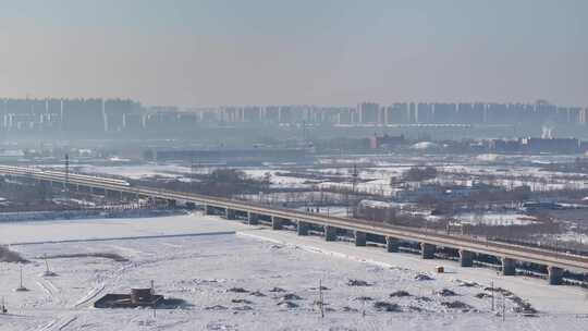 京广高铁 雪后航拍