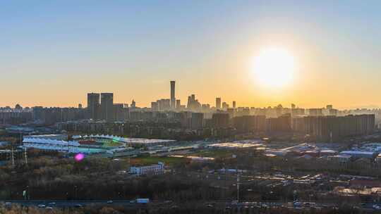 北京国贸CBD城市天际线日落日转夜大气