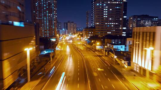 徐家汇虹桥路夜景延时航拍