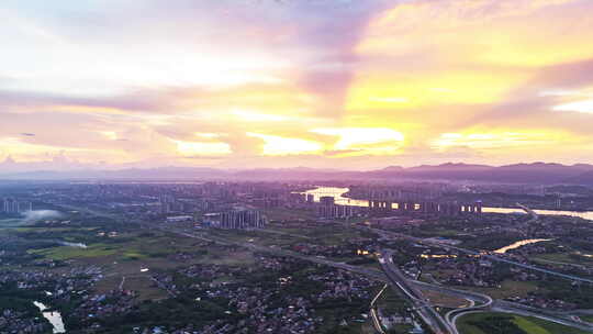 广东清远市地标建筑航拍延时