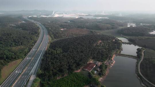 广东旅游农业风光宣传高速公路旁鱼塘视频素材模板下载