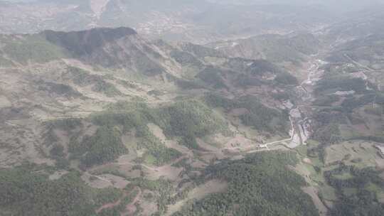 中国西部四川大凉山高原山地自然风光航拍