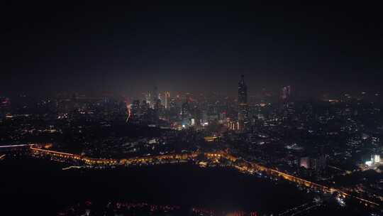 南京_城市建筑群夜景航拍001视频素材模板下载