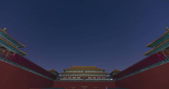 北京故宫紫禁城午门绝美星空星轨银河延时