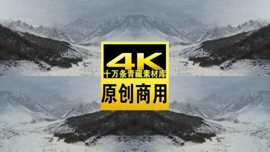 青海互助龙王山雪山树木航拍视频高清在线视频素材下载