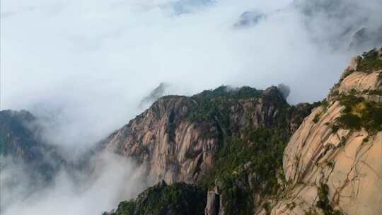 安徽省黄山山峰云海航拍延时风景视频素材