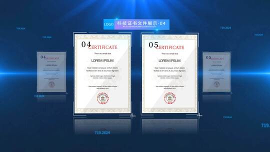 蓝色科技荣誉奖牌证书AE视频素材教程下载