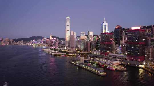 香港蓝调城市夜景航拍视频素材模板下载