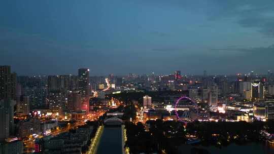 航拍安徽合肥夜景合肥老城区夜景