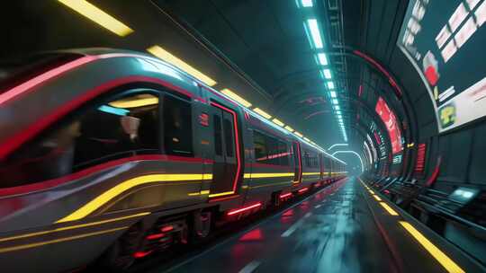 科幻风地铁隧道穿梭素材