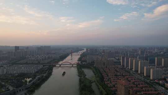 江苏宿迁城市日落晚霞夕阳西下航拍