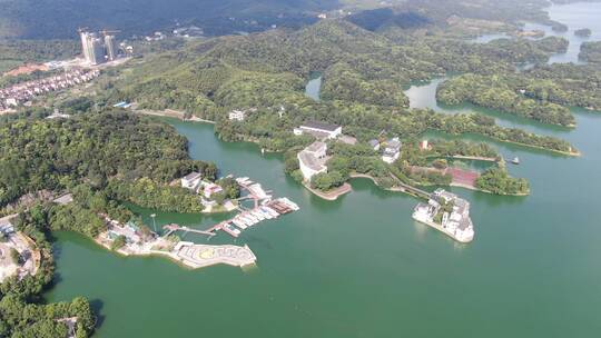 航拍祖国大海河山陆水湖4A景区