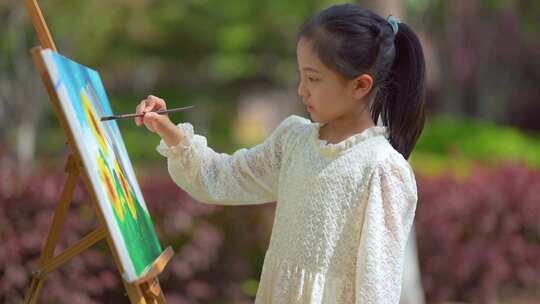 六一儿童节 小女孩画画