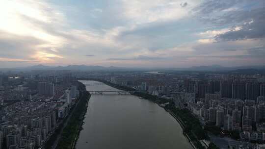 江西赣州城市晚霞夕阳西下晚霞航拍