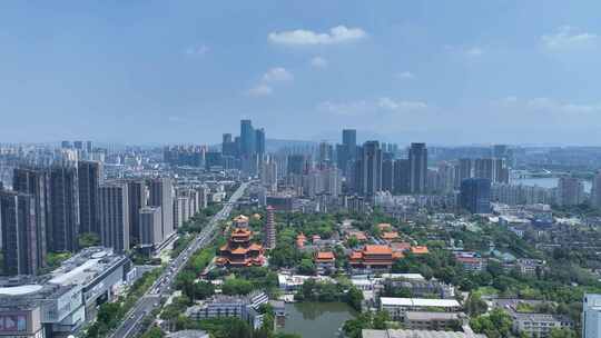 福州西禅古寺航拍城市寺庙古建筑景观风景