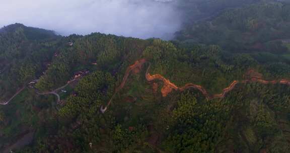 江南高山古村云海云雾航拍丽水松阳画家村