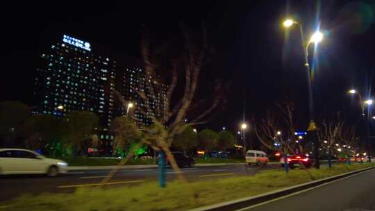 城市夜晚马路夜景汽车窗外的风景视频素材