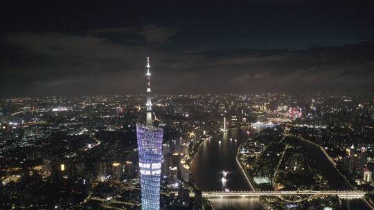 广州市广州塔夜景航拍视频