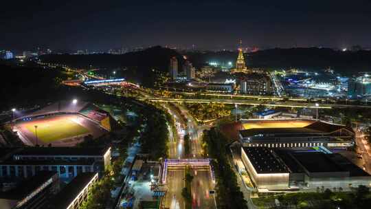 深圳北理莫斯科大学夜景航拍延时