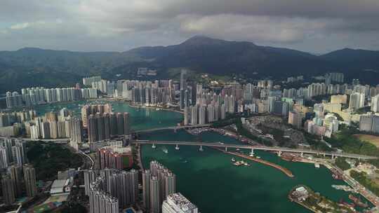 香港航拍荃湾区城市大景城市地标