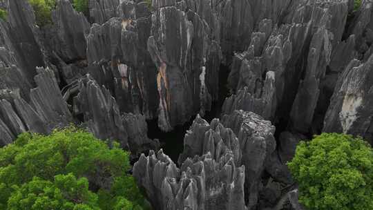 云南昆明石林县石林风景区航拍地质风光