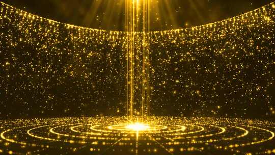 金色环形粒子空间场景瀑布背景