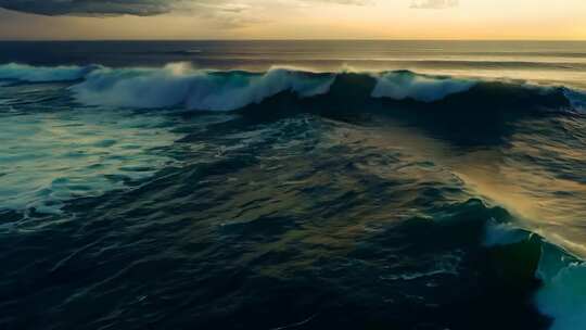 4k海浪翻滚电影感超广角水花飞向空中