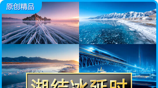 高原湖泊结冰延时摄影冰封