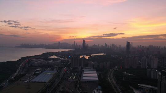 深圳湾总部夕阳大景右横移