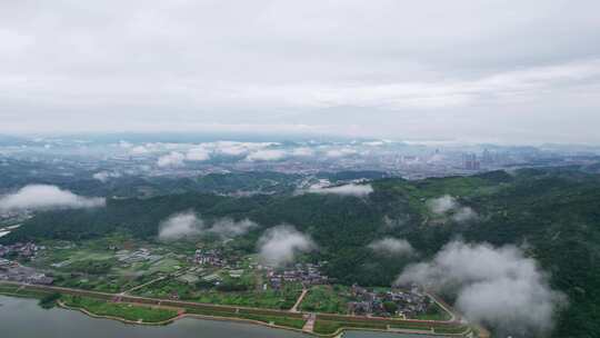 浙江宁波宁海雨后风景航拍