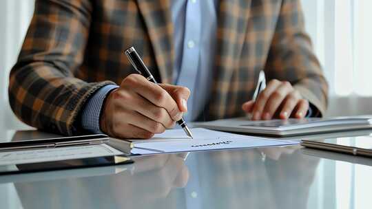 企业商务人士合作交流签署文件
