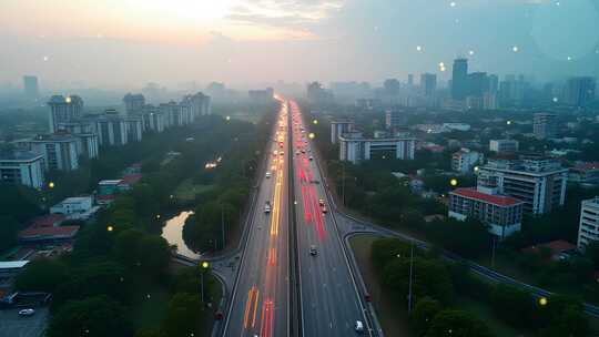 4k城市高速公路航拍图舞台背景