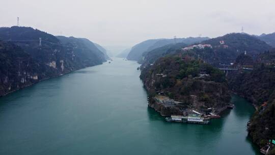湖北宜昌西陵峡三游洞航拍视频素材模板下载