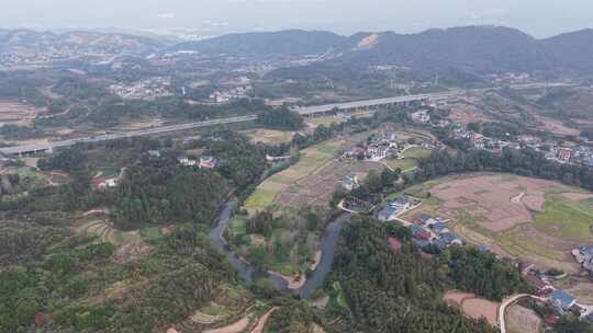 丘陵山川农田种植航拍