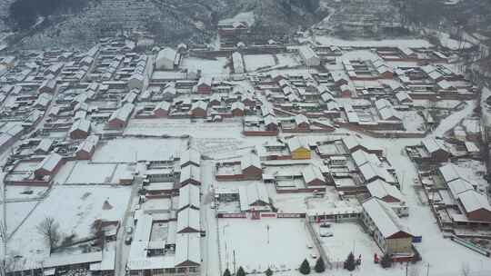 4K航拍北方雪景农村