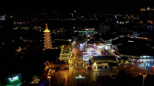 无锡南禅寺夜景4K航拍原素材