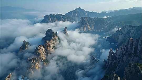 泰山风景泰山日出泰山云海航拍风光ai素材