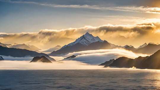 雪山云海日出全景