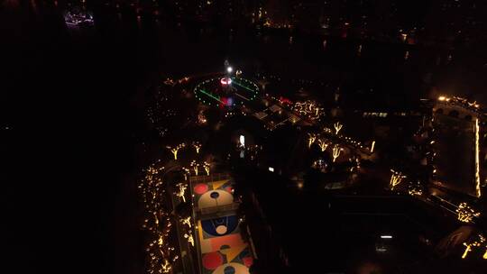 无锡蓉湖运河艺术公园夜景航拍