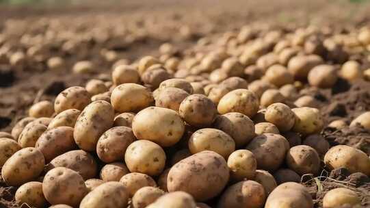田地里堆放的新鲜土豆