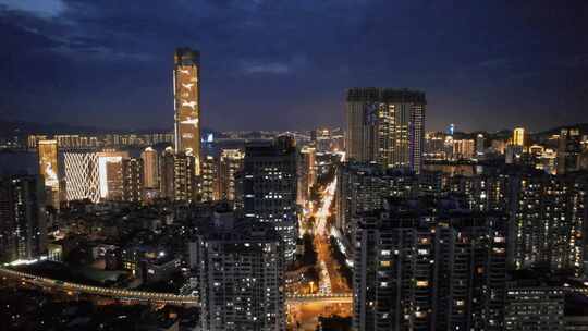 航拍厦门城市夜景