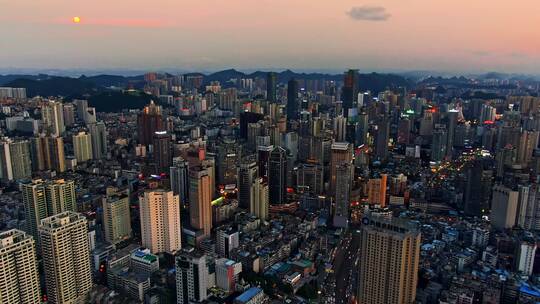 贵阳日落夜景航拍4k