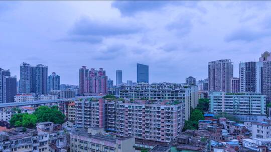 广州住宅建筑群与天空云彩延时摄影