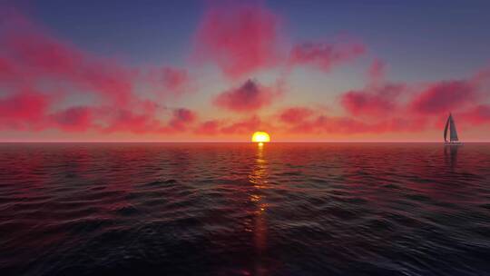 海面夕阳