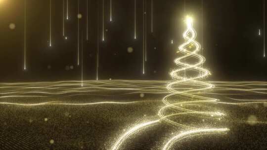 金色粒子圣诞树视频素材视频素材模板下载