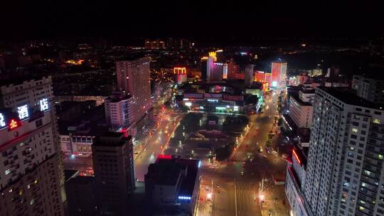 节日焰火燃放 城市街道夜景4K