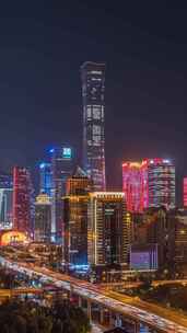 北京国贸CBD节日夜景灯光与车流延时