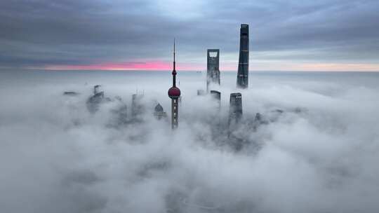 上海平流雾 上海高度 陆家嘴